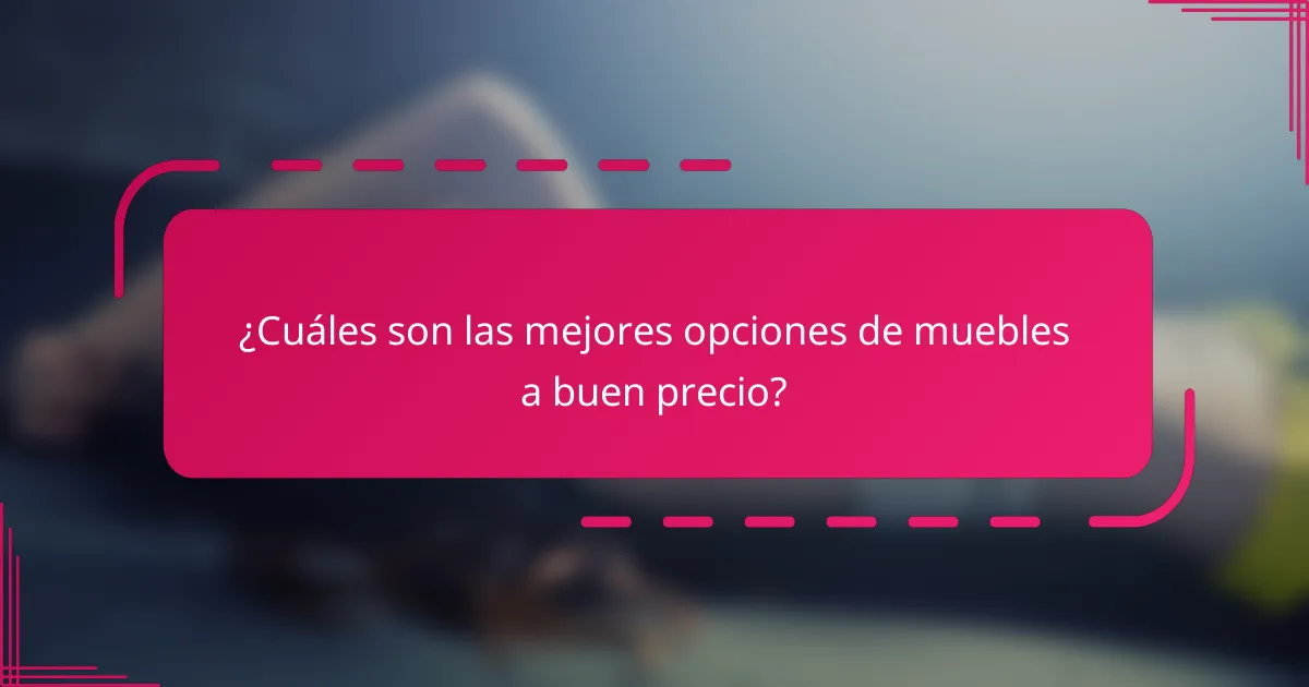 ¿Cuáles son las mejores opciones de muebles a buen precio?
